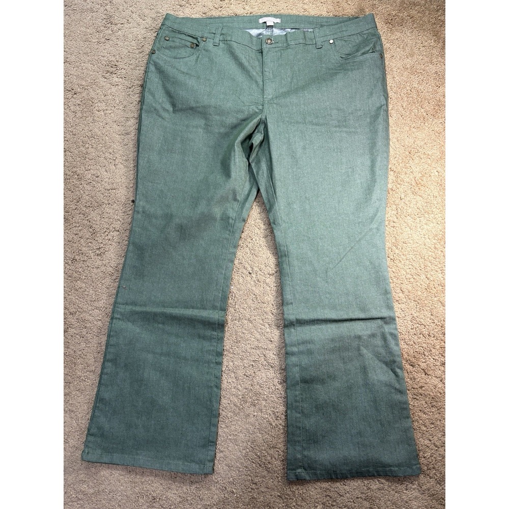 Woman Within Bootcut Jeans Women 20W Plus Size Stretch Green Denim Five-Pocket